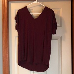 Maroon short sleeve open back.